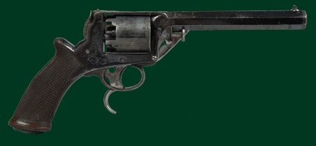 A 54 bore five-shot Second Model Tranter trigger cocking percussion revolver, octagonal barrel 6