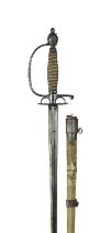 An English smallsword, hollow triangular-section blade 32.25 in., steel hilt, oval guard with beaded