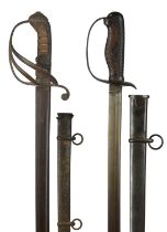 Two cavalry swords, as follows: a British light cavalry officer's pattern 1822, pipe-backed blade