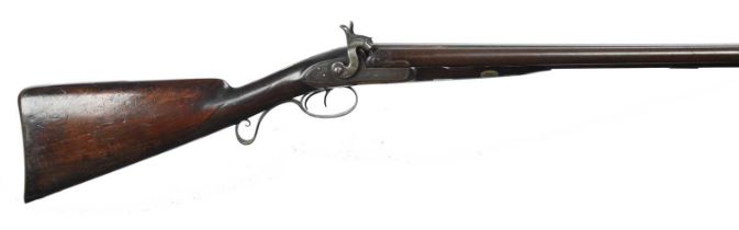 An English 16 bore double percussion gun, barrels 26 in., hollow top rib, Birmingham view and