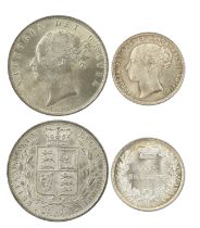Victoria: silver halfcrown, 1885 (S 3889), good very fine, reverse better; and shilling, 1868, die
