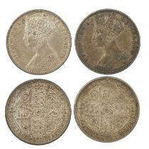 Victoria: silver florins (2), 1849, 'Godless' type, with initials (S 3890), good very fine or a