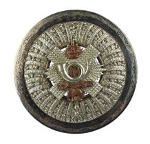 Highland Light Infantry: an NCO's post 1902 plaid brooch, silver plated, the centre with applied