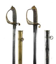 Two Victorian infantry officer's swords, the first of 1845 pattern, etched blade with retailer's