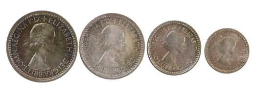 Elizabeth II, silver maundy set, 1953, fourpence to penny (S 4126), light toning and contact