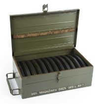 'BOX. MAGAZINES BREN .303 IN., MKI*', a steel transit case, complete with contents of twelve