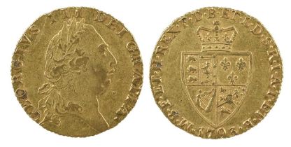 George III: gold guinea, 1793, fifth bust, 'spade' reverse (S 3729), very fine, reverse a little