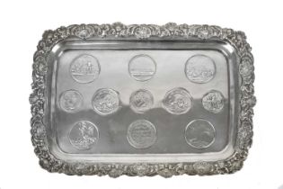British East India Company medals: a presentation silver tray to Brigadier General Thomas Palmer,