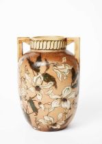 A Martin Brothers stoneware vase by Robert Wallace Martin, dated 1887, twin-handled, shouldered