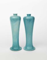 A pair of Ruskin Pottery stoneware Souffle vases by William Howson-Taylor, dated 1918, slender