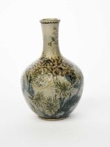 A Martin Brothers stoneware vase, dated 1889, ovoid with cylindrical neck, painted with daisy