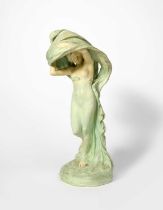 Peter Tereszczuk (1875-1963) An Art Nouveau pottery table lamp, modelled as an Art Nouveau maiden,