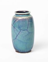 A small Ruskin Pottery high-fired stoneware vase by William Howson-Taylor, dated 1910, shouldered,