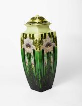 An unusual large Mintons Secessionist vase and cover designed by John Wadsworth and Leon Solon,