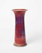 A Ruskin Pottery stoneware Souffle vase by William Howson-Taylor, dated 1909, cylindrical form