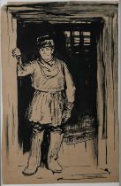 Φ Eric Kennington RA (1888-1960) Study of a Russian peasant standing in a doorway Signed E.