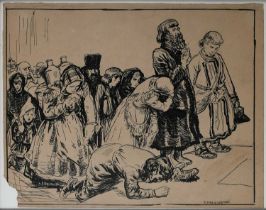 Φ Eric Kennington RA (1888-1960) Study of Russian peasants praying Signed E.KENNINGTON (lower right)