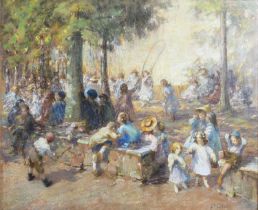 Josephine H. J. White (exh 1887-1940) The village fête Signed J H J White (lower right) Pastel 48.