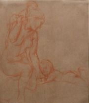 Circle of Sir Frank Brangwyn Study of a mother and two children Signed with initials and dated CS