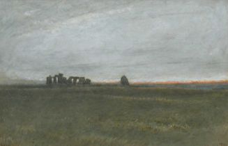 Φ Albert Goodwin (1845-1932) View of Stonehenge at dawn Signed and dated Albert Goodwin 1925 (