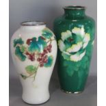 Two cloisonné oviform vases with floral detail