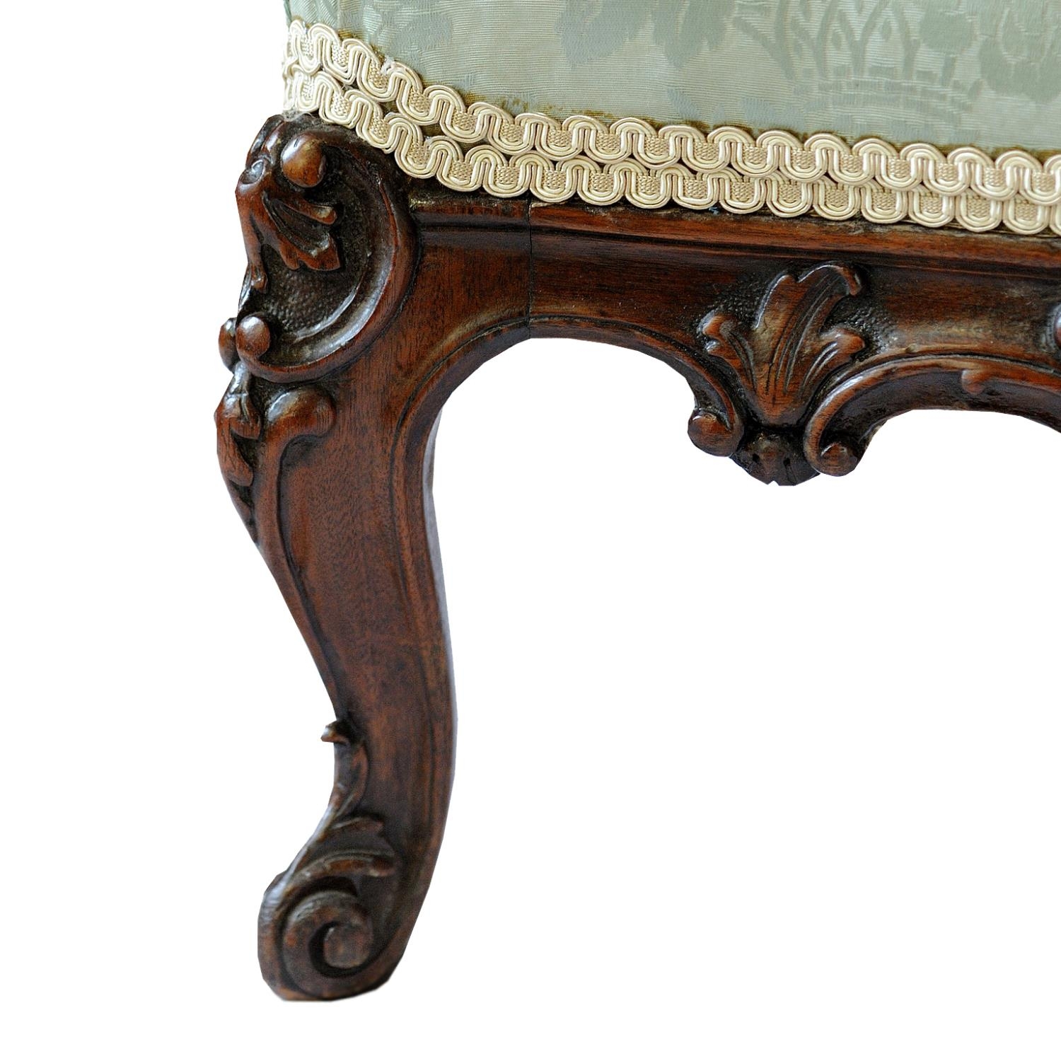 19th century open armchair, the carved show wood frame with shell, scroll and other detail, raised - Image 5 of 6