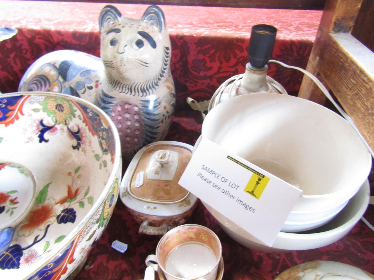 A collection of mainly 19th century china including ironstone plates, large punchbowl and ladle, two - Image 5 of 5