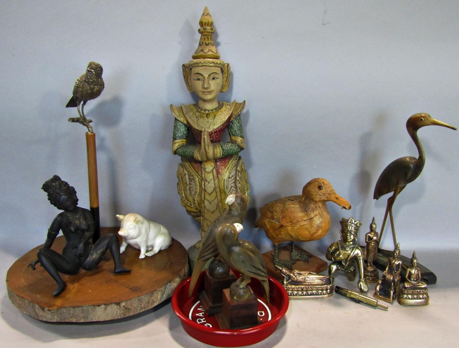 A collection of bronze figures to include Kangaroo, humorous dog, dormouse, Chinese Dragon, together - Image 2 of 2