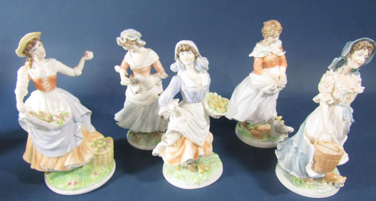 A collection of nine bone china figurines to include Royal Worcester Old Country Ways, limited - Image 2 of 2