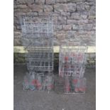 Local Interest -Seven vintage heavy gauge galvanised steel rectangular stacking milk crates 30 and