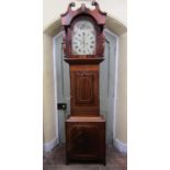 A substantial Regency longcase clock, the mahogany case with inlaid detail, the hood with swan
