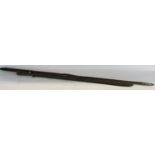 An African handmade forged metal ridged spear head 74cm long, and another shorter spear with a