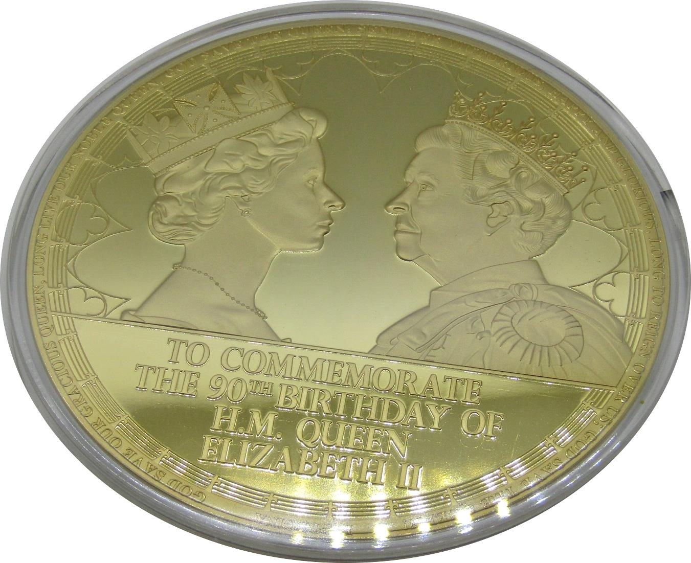 Four gold plated Jumbo strike medallions:- all 100 mm in diameter commemorating the Accession of Her - Image 3 of 8