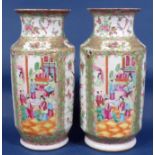 A pair of Cantonese porcelain vases