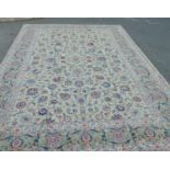 A Central Persian Kashan Carpet, with an all over floral design on a pale blue ground, 375cm x