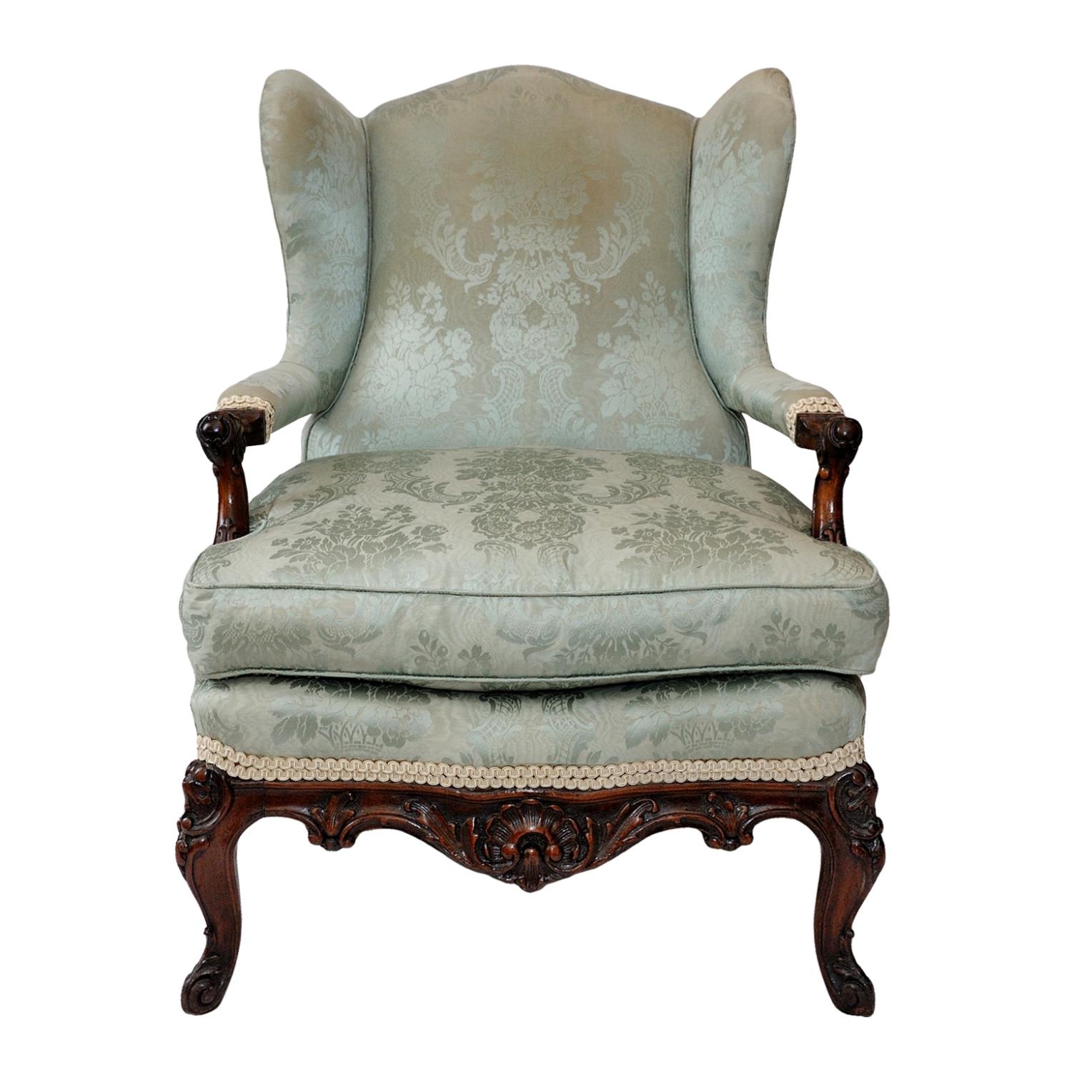 19th century open armchair, the carved show wood frame with shell, scroll and other detail, raised - Image 2 of 6