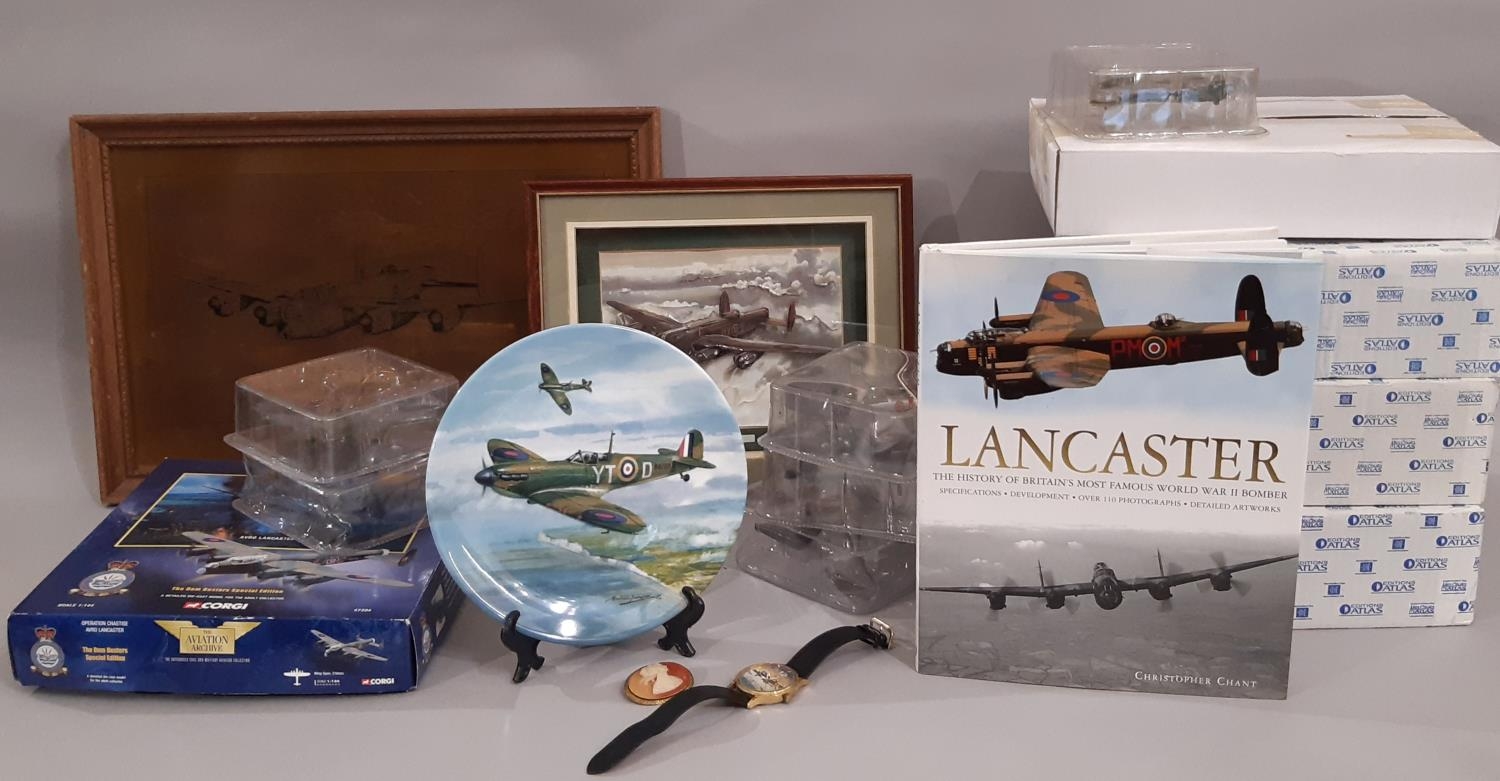 A collection of models and memorabilia associated with Lancaster and other WW2 fighter planes