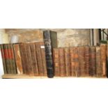 A collection of leather bound Antiquarian books including Boswell's Life Of Johnson, 4 volumes,