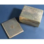 A silver engine turned cigarette case and a silver cigarette box (2)