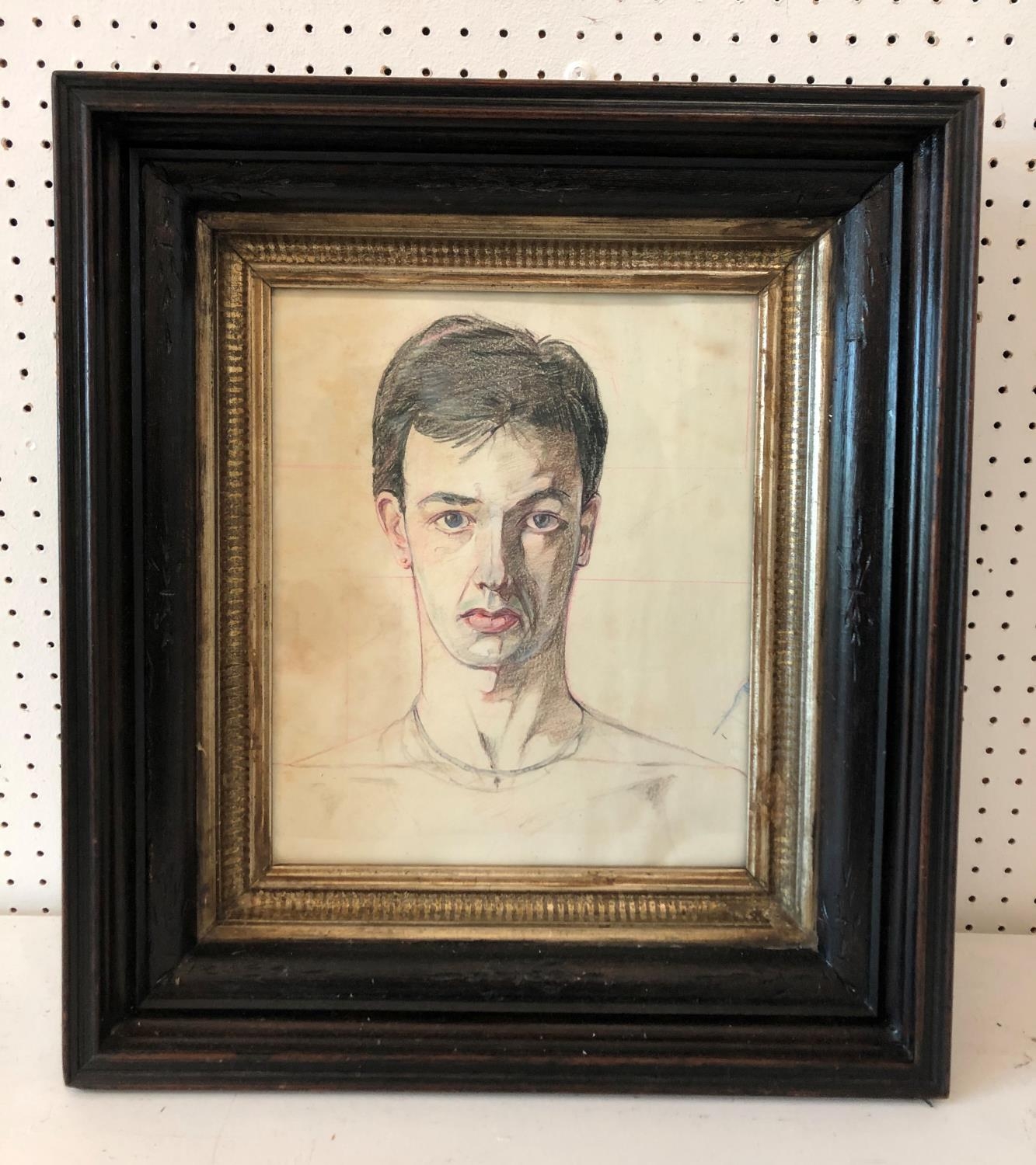 20th Century Quarter Portrait - unsigned, coloured pencil on paper, 30 x 25 cm, framed and glazed