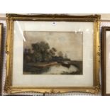 19th Century Watercolour River Scene, indistinctly signed lower right, 32 x 44 cm, framed and glazed