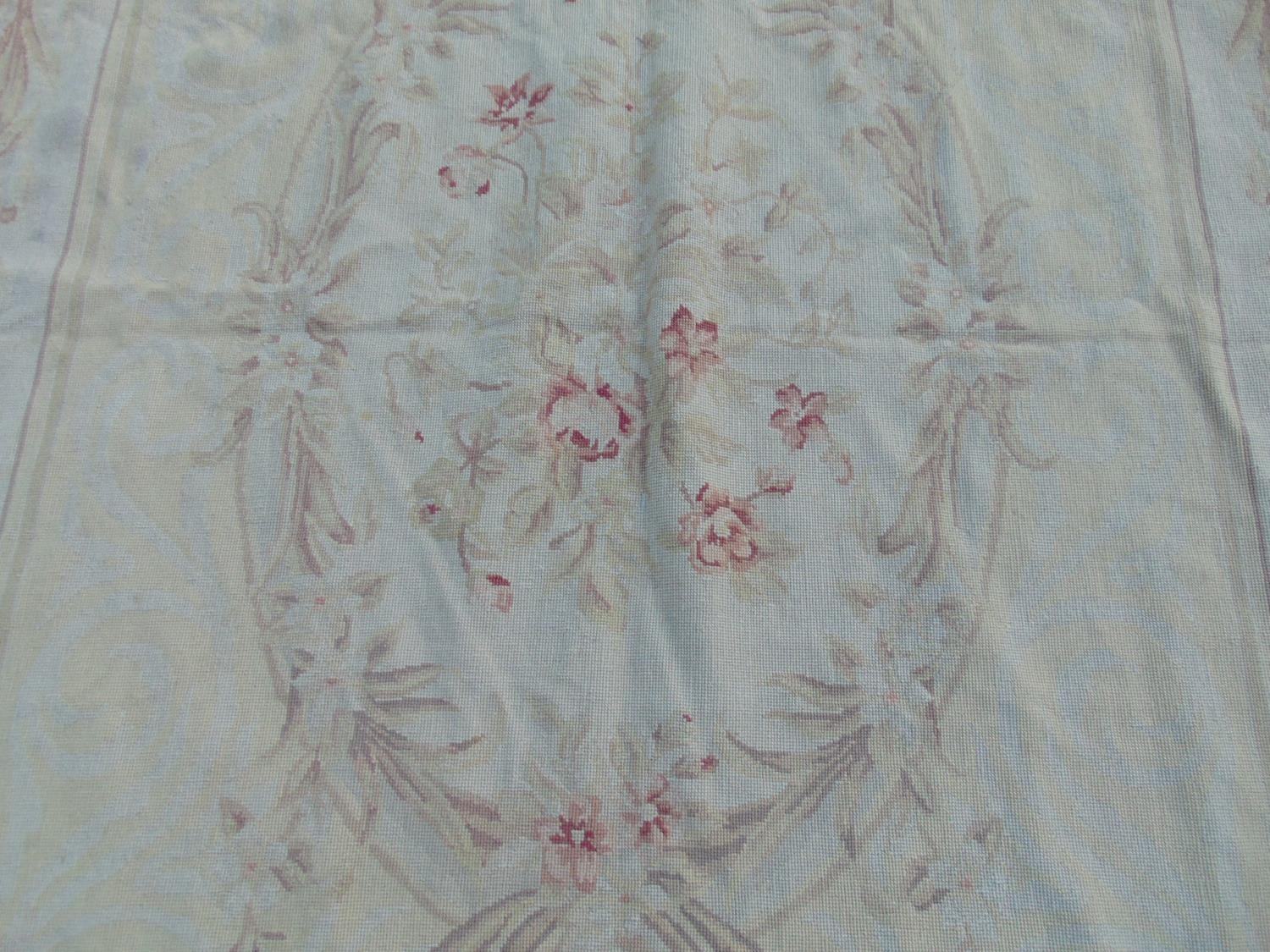 Two Aubusson style floral embroidered tapestry wall hangings, 172cm x 121cm and 152cm x 243cm - Image 2 of 4