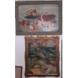 Two oil paintings: T. Bellerby - Still Life With Fruit, 1894, signed and dated lower left, oil on