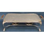 A Harrods two place silver plated plate warmer with two burners below, (as found) 55cm wide.