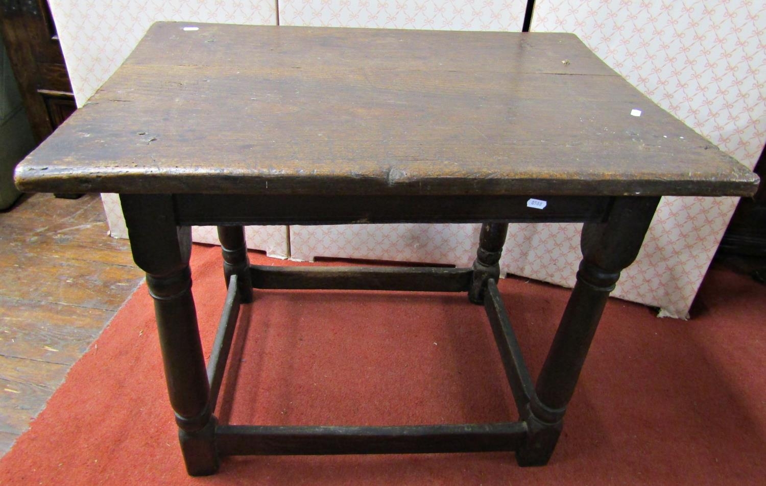 Small 17th/18th century oak and elm rectangular occasional table, 82cm long x 52cm deep x 63cm high