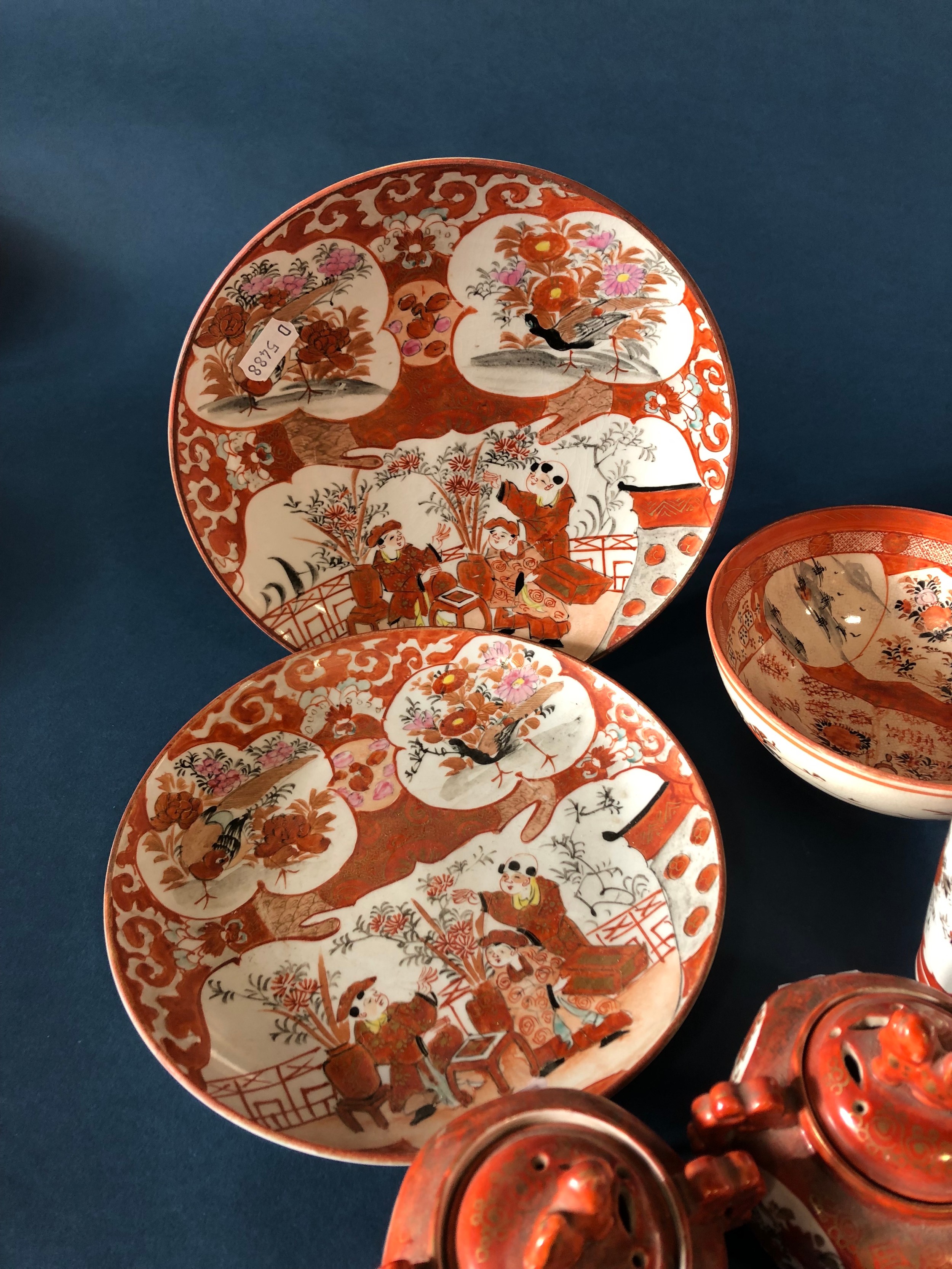 A collection of late 19th century and later Japanese kutani porcelains comprising four dishes, three - Image 2 of 6