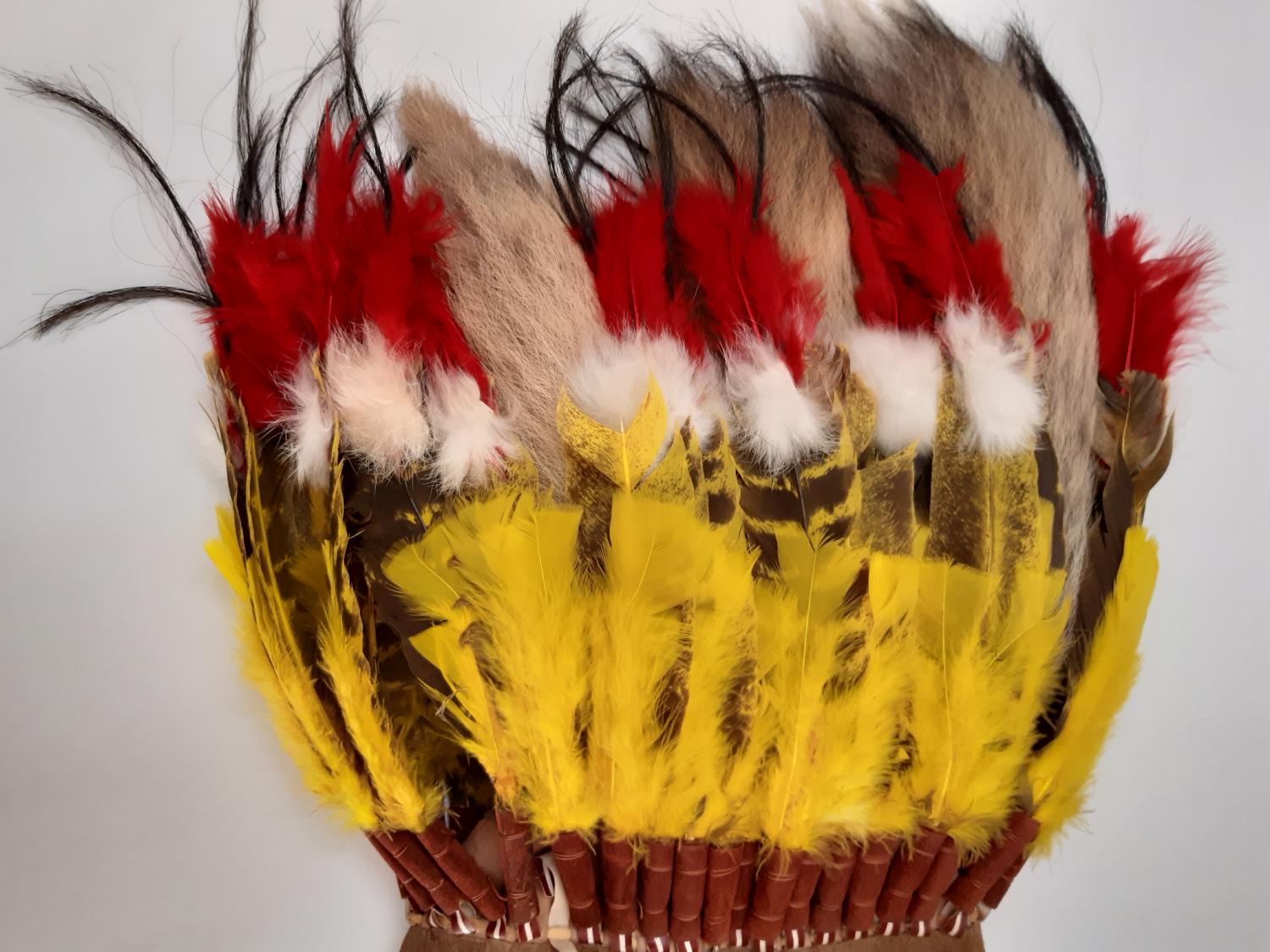 Traditional style Native American adult headdress/ war bonnet in feather, beaded leather, horsetail - Image 3 of 4