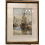 Circle of Henry Scott Tuke RA RWS (1858-1929) - Harbour Scene, watercolour on paper, unsigned with