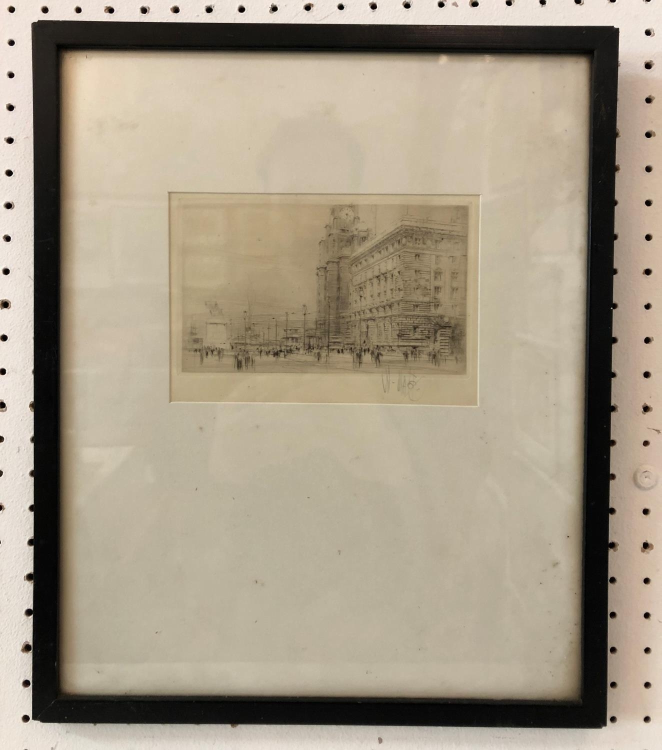 William Walcot (1874-1943) - London Street Scene, drypoint etching, signed below in pencil, 9 x 15