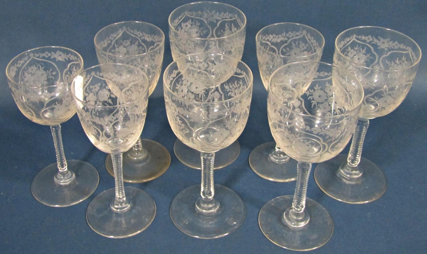 Twelve 19th century near matching wine glasses on ribbed stems , four large beer glasses, a bowl a